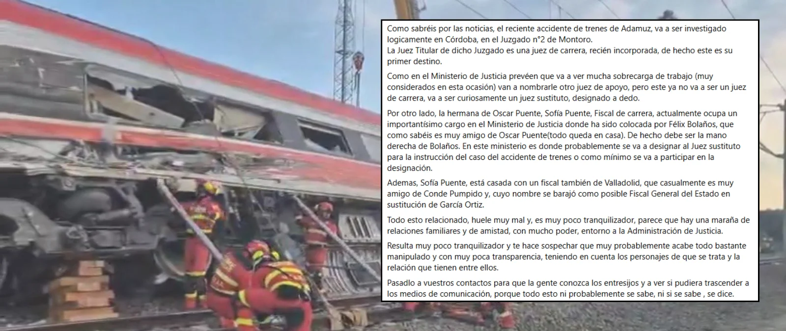 Qué sabemos sobre el supuesto “entramado” de relaciones que podría “influir” en la investigación judicial del accidente de Adamuz