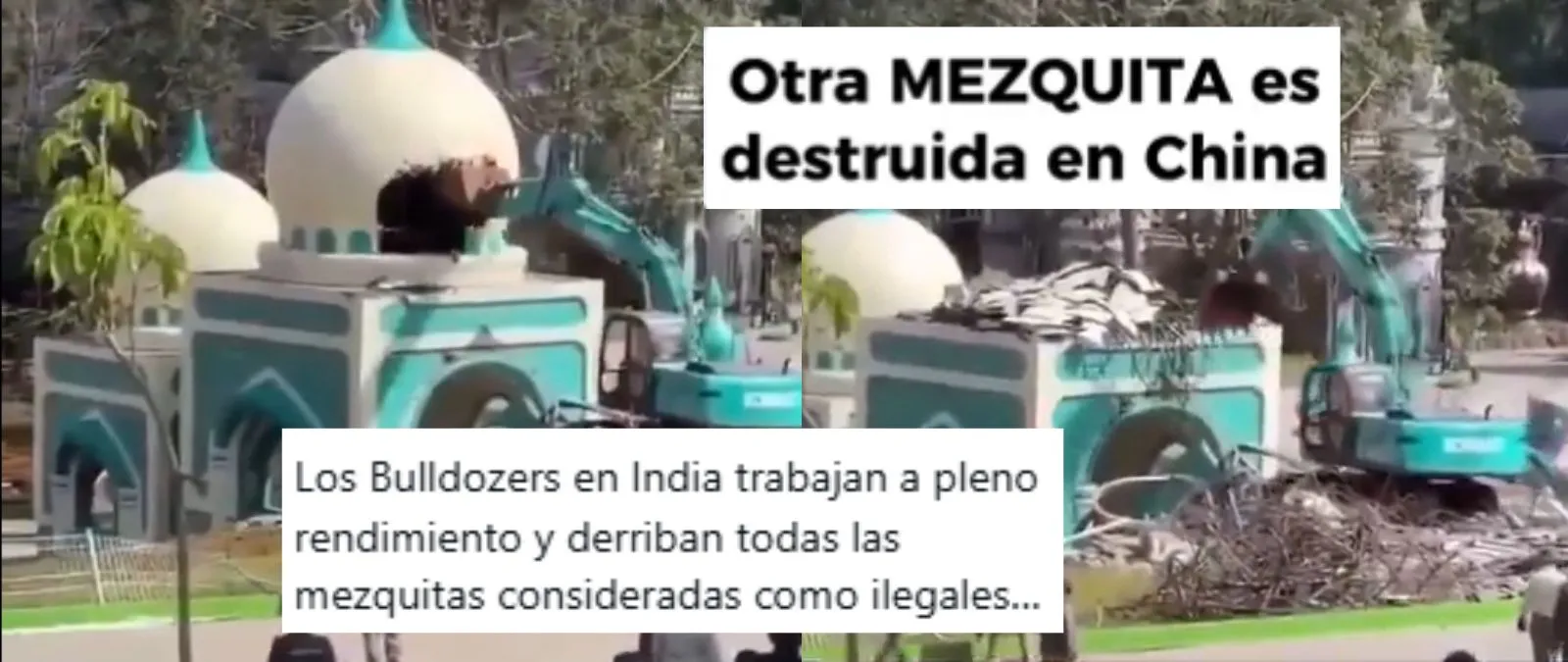 No, estas imágenes no son de la demolición de una mezquita en China o India: son de un parque temático de Indonesia