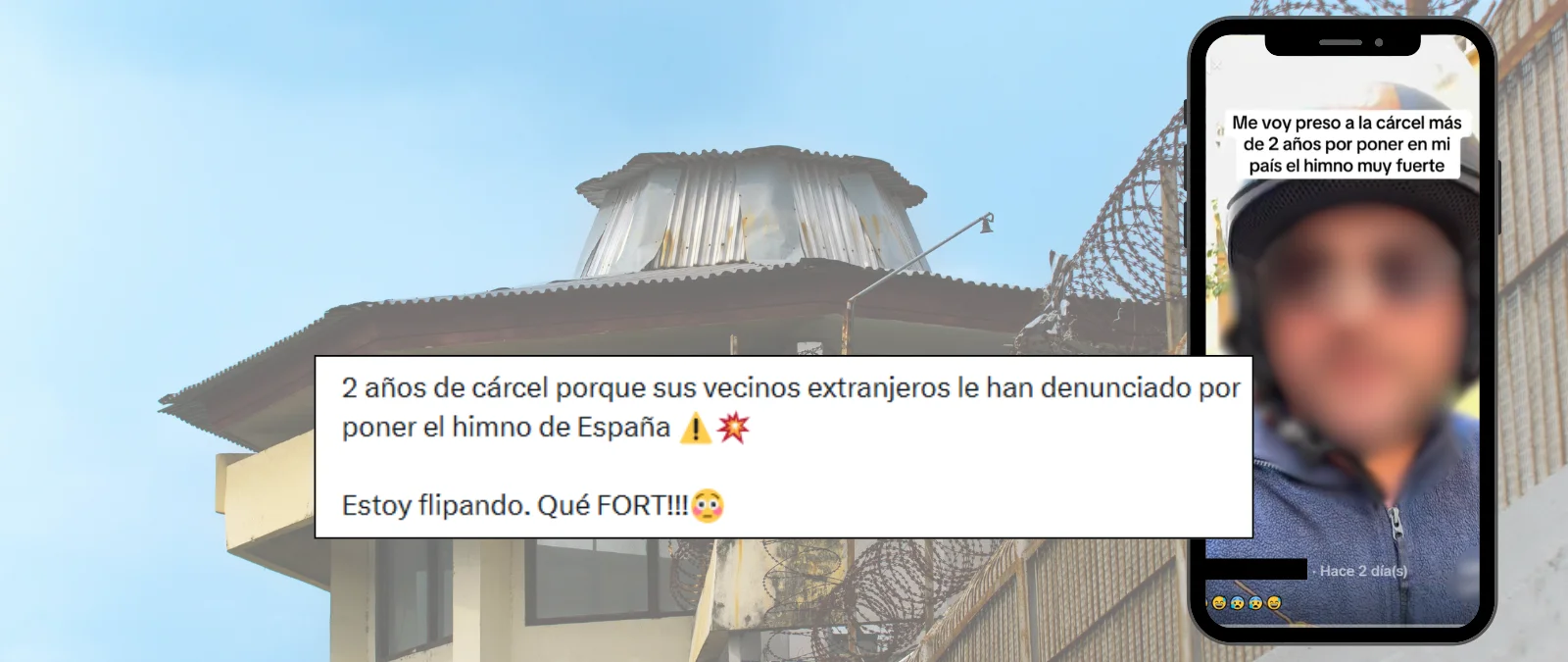 Este vídeo de un hombre que afirma que va a ir dos años a la cárcel por poner el himno de España no muestra una situación real: tiene su origen en un perfil de TikTok que se inventa  historias