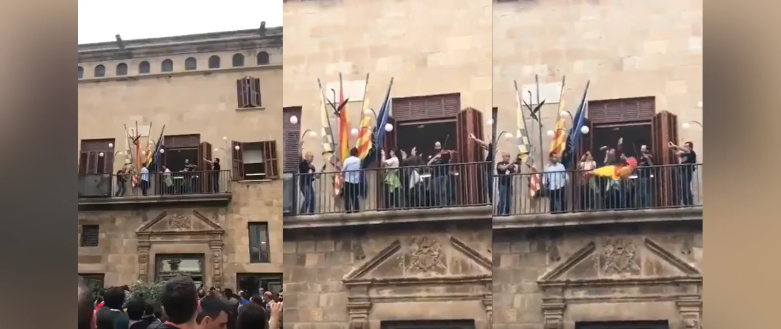 No, este vídeo donde arrancan una bandera de España en el Ayuntamiento de Tárrega (Lleida) no es actual: es de 2017