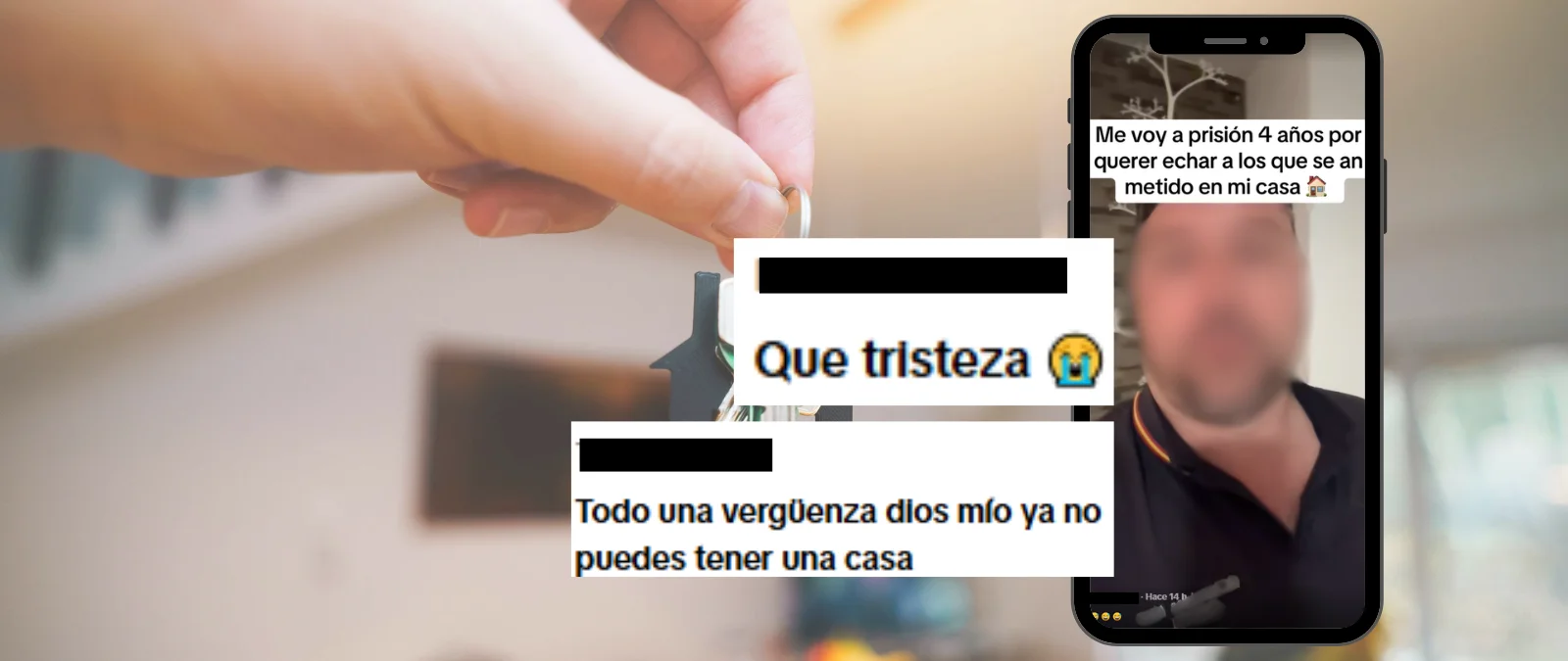 Este vídeo de un hombre que afirma que ha sido condenado por intentar echar a okupas de su casa no es una situación real: sale de una cuenta que inventa historias