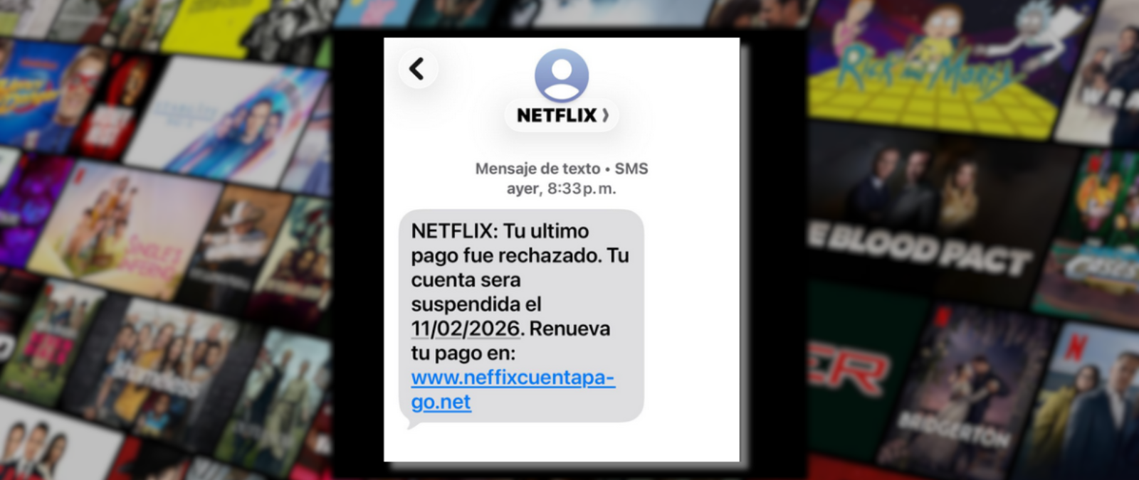Netflix no está enviando este SMS pidiendo renovar el último pago porque ha sido rechazado: es un timo