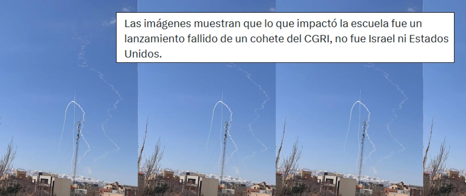 No, esta imagen del impacto de un misil no prueba que la destrucción de una escuela en Minab (Irán) fuera provocado por fuerzas iraníes