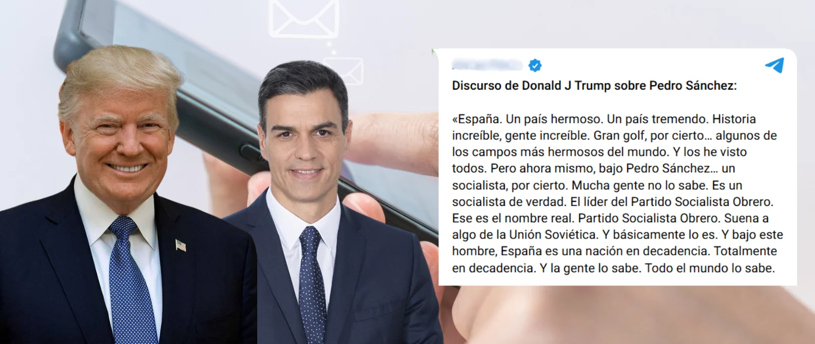 Este mensaje en el que supuestamente Trump dice que Sánchez "se ha puesto del lado del enemigo" no es real: está hecho con IA