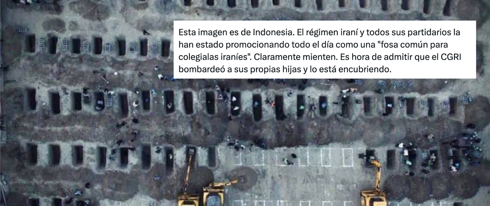 Ni es Indonesia ni es antigua: esta imagen es actual y muestra las tumbas para las víctimas de la escuela destruida en Minab, al sur de Irán