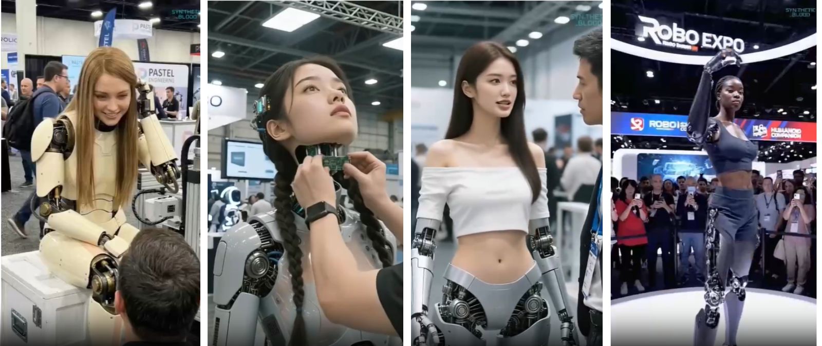 No, estos vídeos que supuestamente muestran robots femeninos en el Mobile World Congress 2026 no son reales: fueron generados con IA