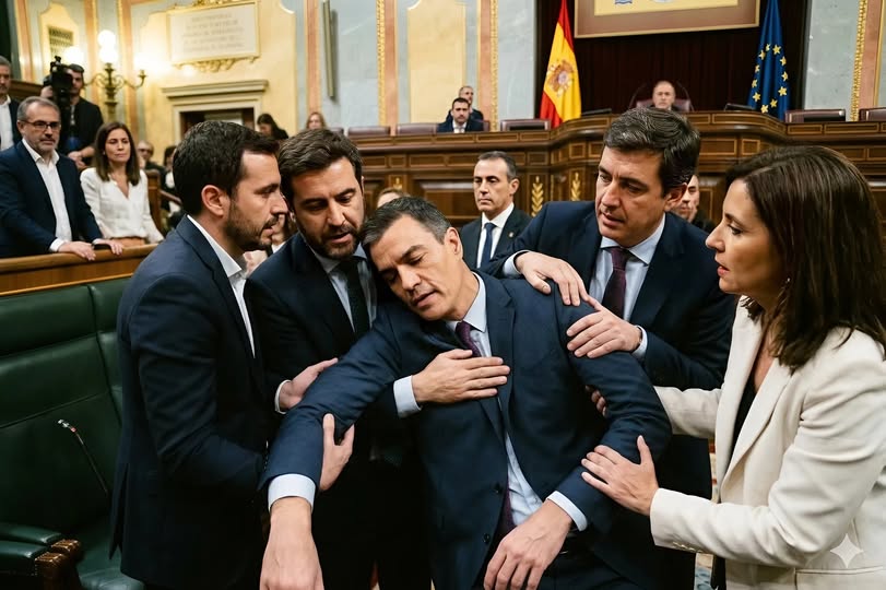 No, esta imagen de "Pedro Sánchez tras desplomarse por agotamiento severo" en el Congreso no es real: ha sido creada con Gemini, la IA de Google