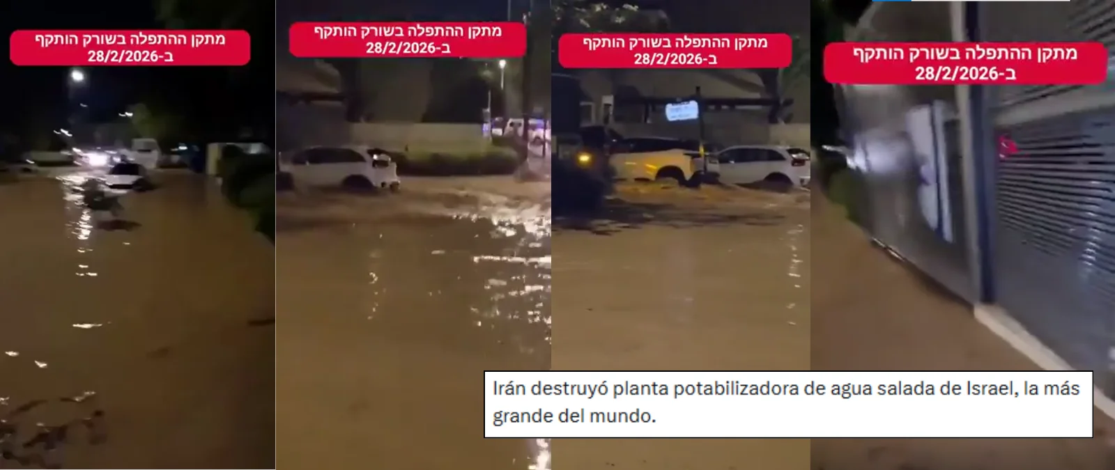 No, este vídeo no muestra un ataque iraní a una desalinizadora de Israel: son imágenes de 2025 tras el paso de la tormenta Byron en Israel