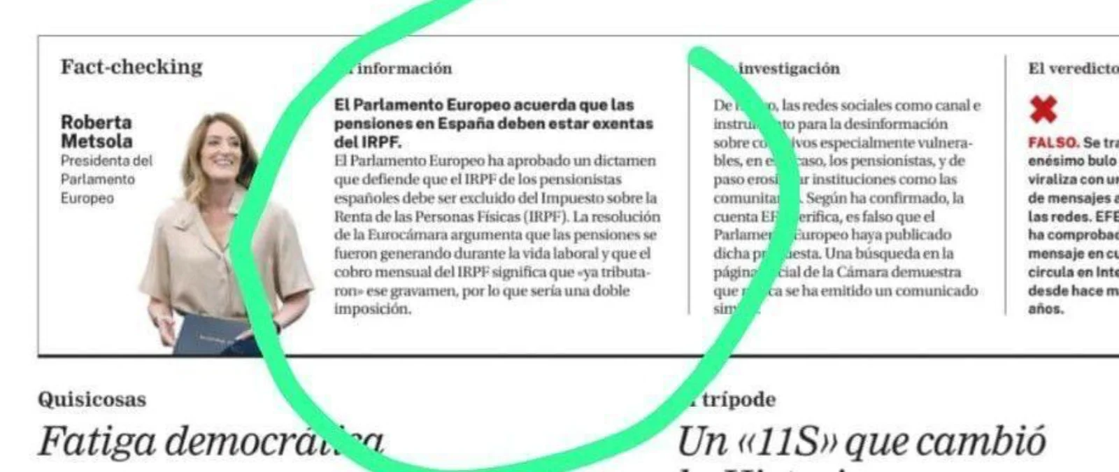 No, el Parlamento Europeo no ha dictaminado que las pensiones deben estar exentas de pagar IRPF