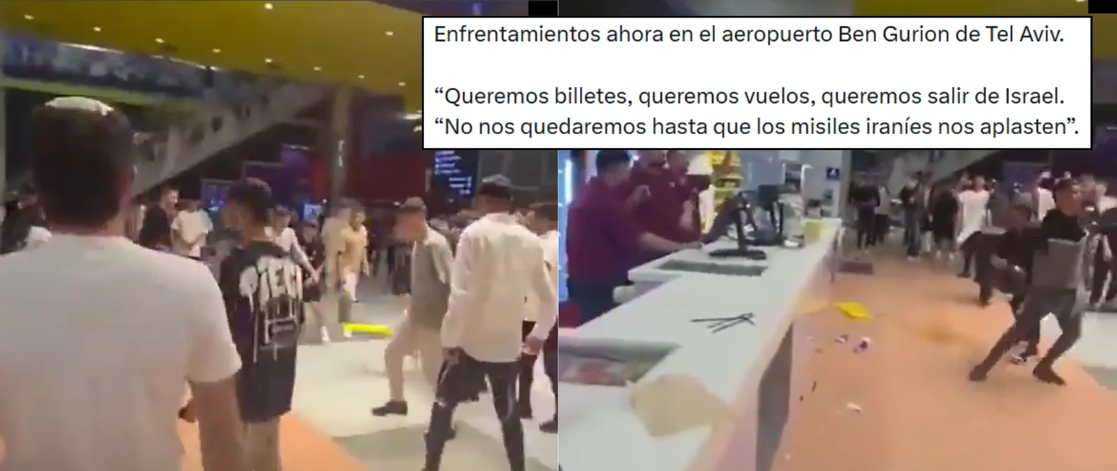 No, este vídeo no muestra un enfrentamiento reciente en el aeropuerto Ben Gurión (Israel): son imágenes de 2025 en una sala de cine en Jerusalén