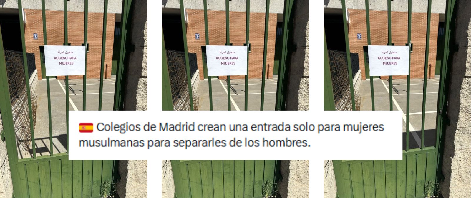 No, esta imagen no muestra una entrada de un colegio de Madrid solo para mujeres musulmanas: es de un centro cultural islámico en Parla