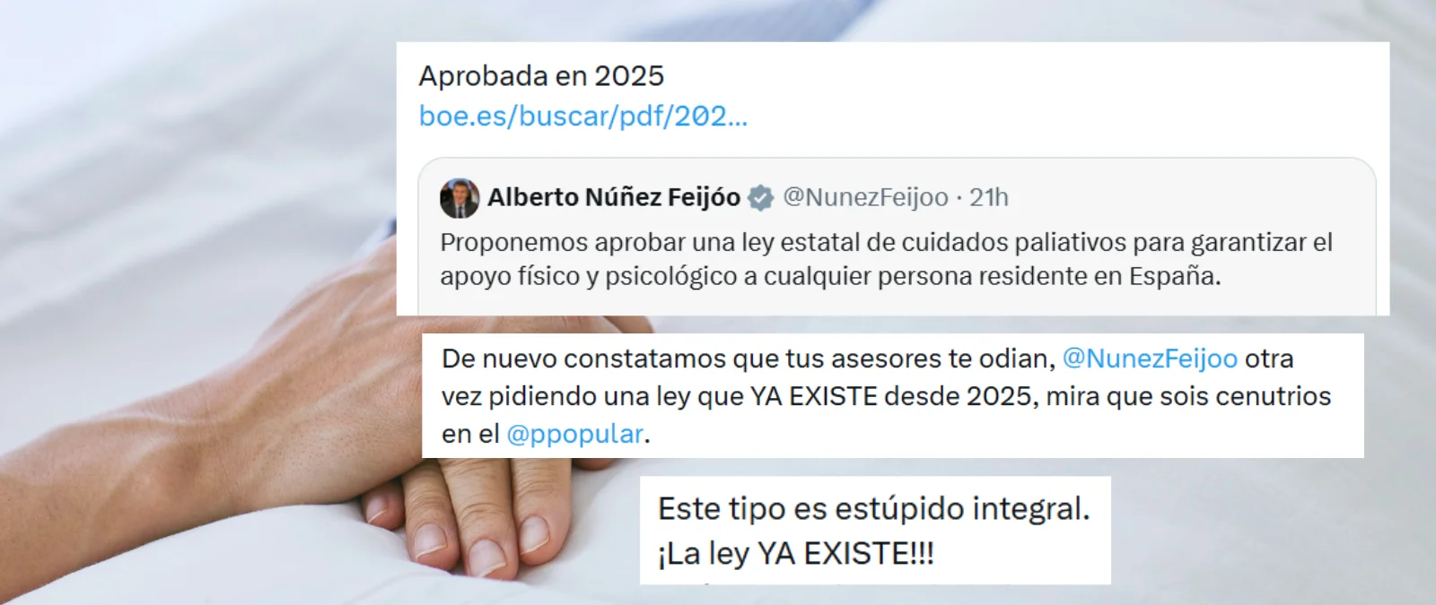 No, en España no existe una ley estatal de cuidados paliativos: existen normativas autonómicas que gestionan este servicio