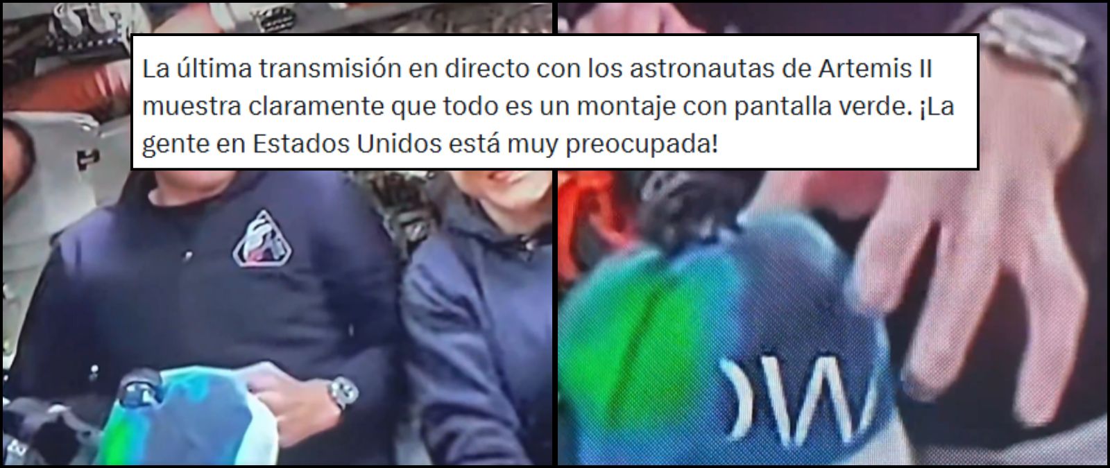 Cuidado con este vídeo de los astronautas de Artemis II que demostraría que la misión es un “montaje” porque están usando un croma: en la retransmisión no se ve el supuesto fallo