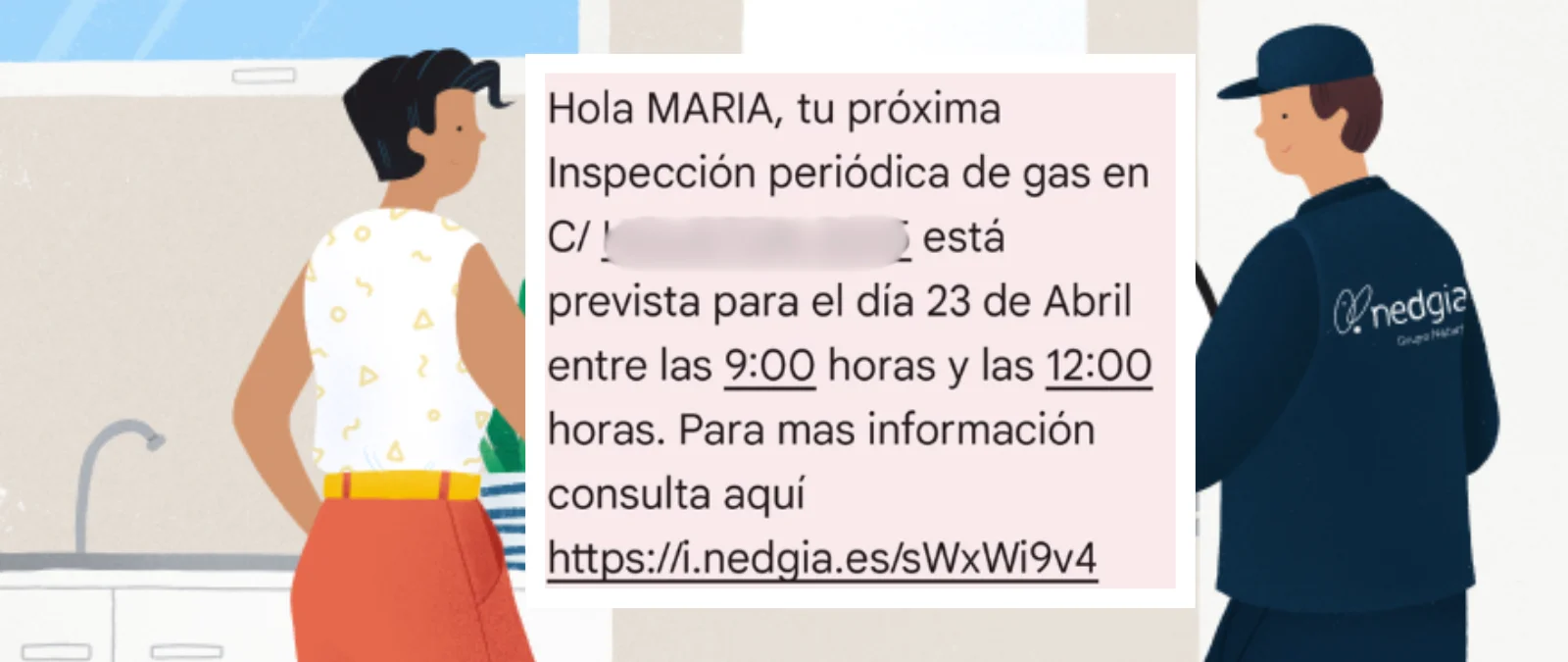 Sí, este SMS de Nedgia que avisa de una inspección periódica de gas es real
