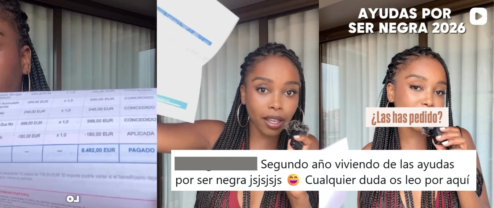 El video de una chica que afirma recibir 8.000€ en ayudas por "ser negra": ella dice que es "humor" y no existen las supuestas ayudas que menciona