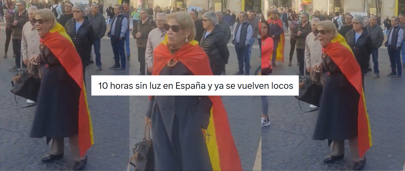 No, esta mujer con gafas oscuras y la bandera de España no grita durante el apagón del 28 de abril de 2025: es un vídeo de 2023