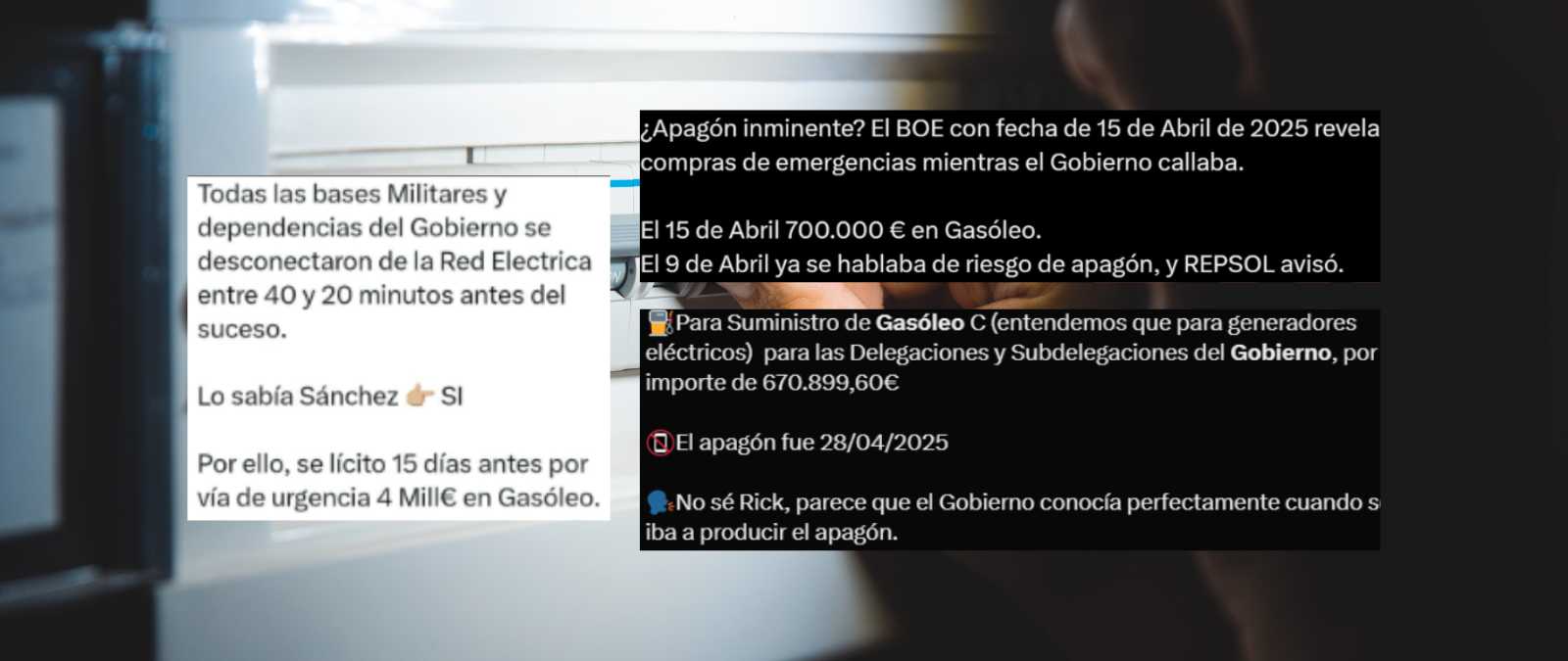 Cuidado con los contenidos que aseguran que el Gobierno compró gasóleo porque sabía que el apagón iba a ocurrir: es una renovación de contrato previa al apagón
