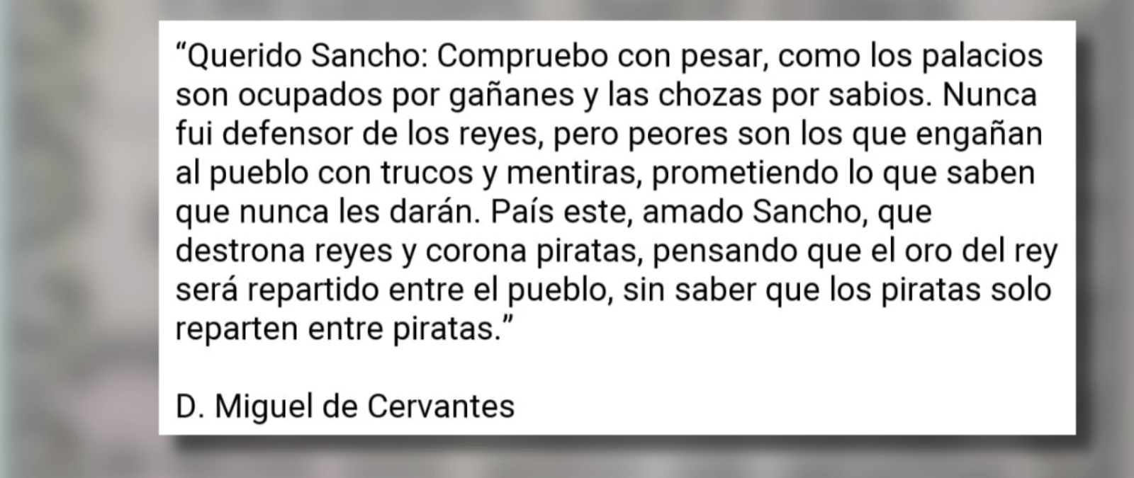 Querido Sancho compruebo con pesar...: la cita falsa sobre reyes y piratas atribuida a Cervantes que no aparece en 'El Quijote'