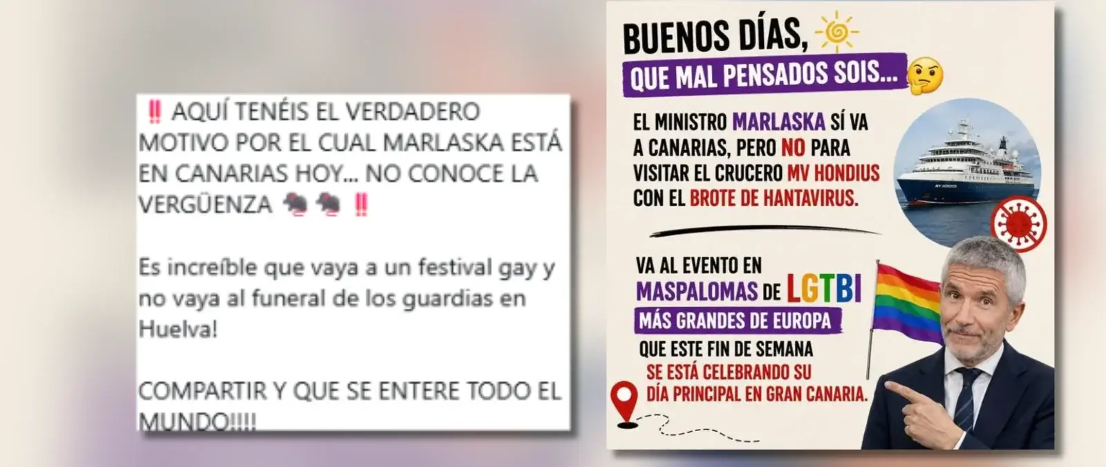 La supuesta presencia de Marlaska en el Orgullo de Maspalomas (Gran Canaria): Interior dice que es falso y hay varias retransmisiones en directo del ministro en Tenerife entre el 9 y el 11 de mayo