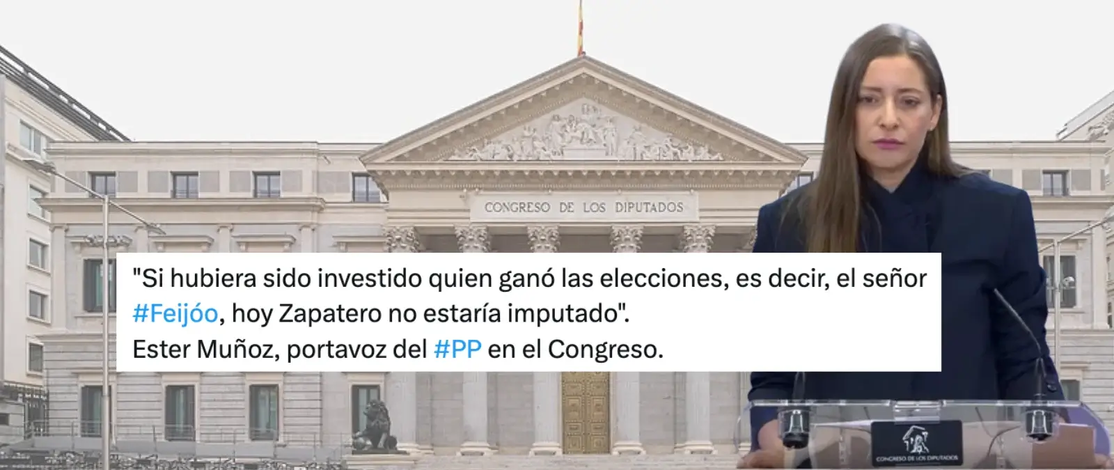 "Zapatero no estaría imputado": la frase recortada de Ester Muñoz (PP) que sirve para alentar las teorías sobre "un montaje"