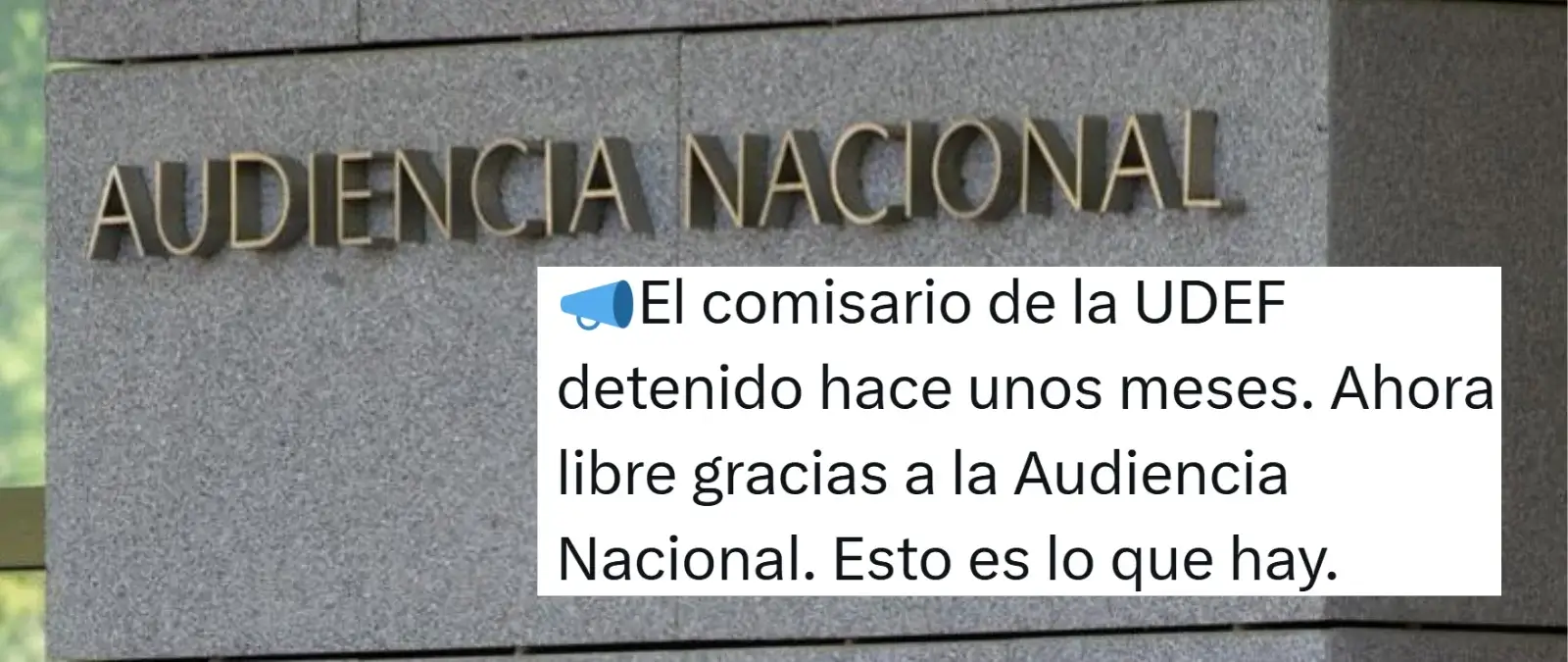 No, la Audiencia Nacional no ha dejado libre a 28 de mayo de 2026 al comisario de la UDEF al que detuvo en noviembre de 2024: la investigación sigue abierta y el 19 de mayo testificó