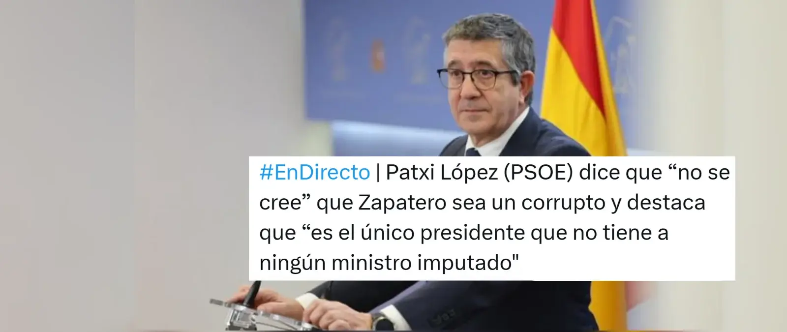 No, Zapatero no es "el único presidente sin ningún ministro imputado": Blanco fue imputado mientras era ministro y Álvarez y Chávez fueron condenados por el 'caso de los ERE'
