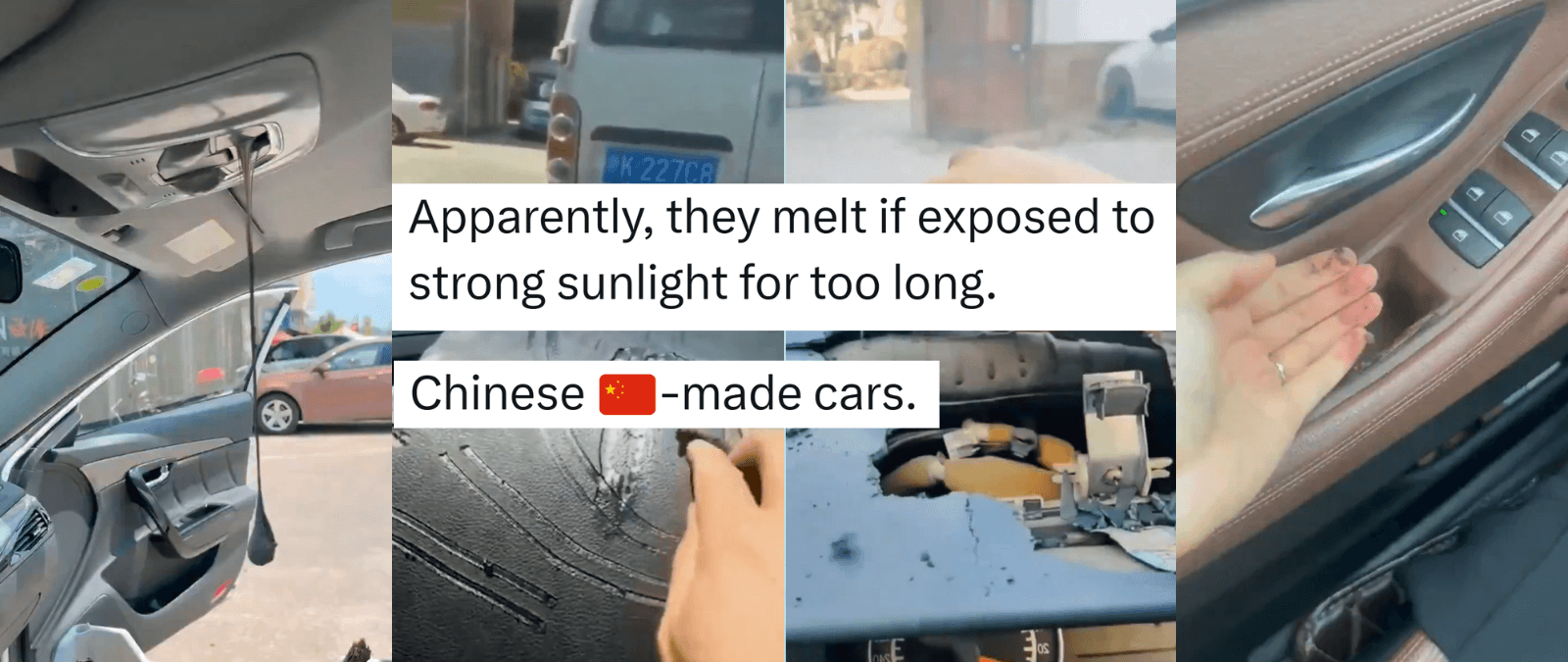 Qué sabemos sobre el vídeo de los “coches chinos” que se deshacen con el sol: uno es de un BMW y las imágenes de un salpicadero se publicaron en redes sociales rusas en 2022 sin referencias a China