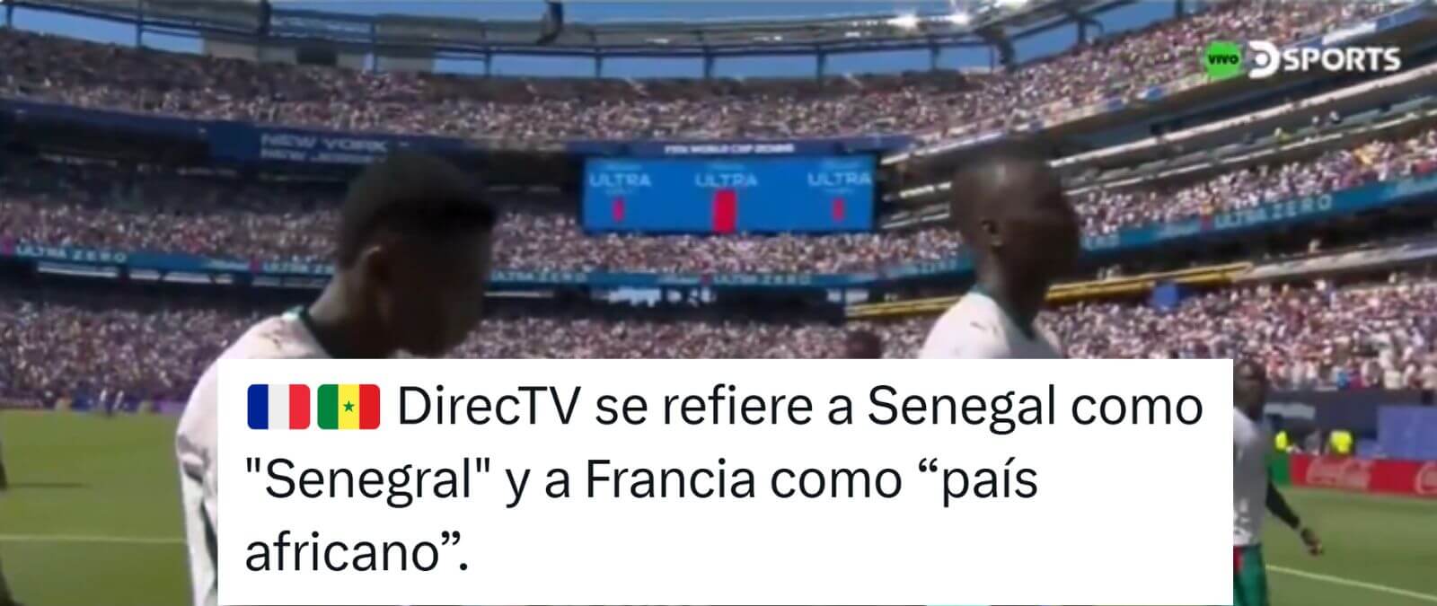 No, el comentarista de DS Sports no ha llamado a Senegal y Francia "países africanos" en este vídeo: el vídeo fue editado