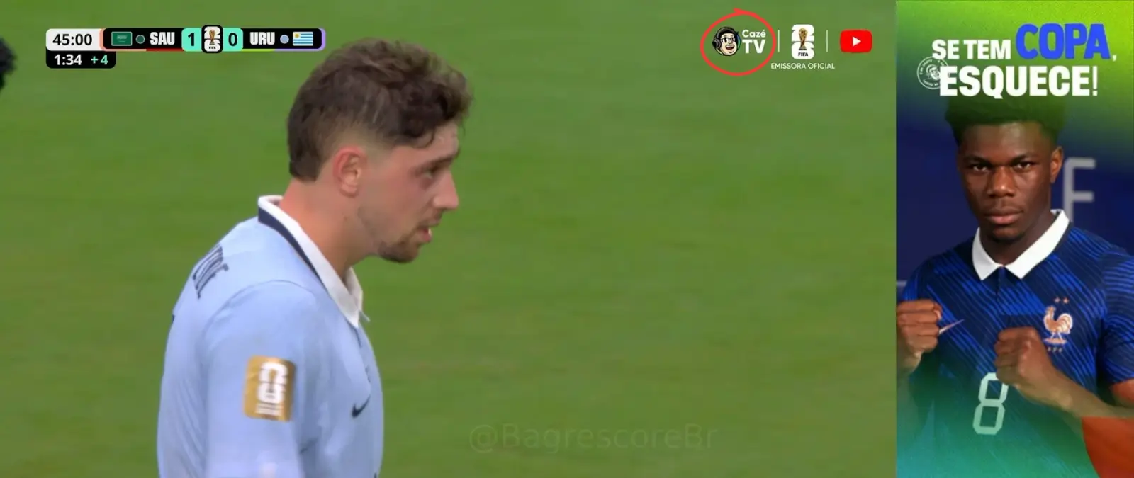 Qué sabemos sobre la captura de una televisión brasileña que supuestamente enfoca a Valverde mientras muestra al lado un anuncio de Tchouameni "a puños" La supuesta imagen de la retransmisión del partido Arabia Saudí-Uruguay del Mundial circula con el logo del canal brasileño CazéTV y el nombre de un usuario de Twitter (ahora X). Este perfil publicó la imagen el mismo día del encuentro. Un día más tarde, respondió con dos imágenes separadas de la retransmisión —una del minuto 46 en la que aparece Valverde en la misma posición que en la imagen que circula y otra del minuto 59 en la que se muestra un anuncio del partido Francia-Senegal con el rostro de Tchouameni, pero sin Valverde al lado— a otro usuario que había compartido el mismo contenido. Por su parte, CazéTV publicó el 17 de junio la imagen viral diciendo: Fue sin querer, pero fue gracioso. Maldita.es ha enviado consulta a CazéTV para comprobar las imágenes exactas de la retransmisión, a las que no hemos tenido acceso, sin respuesta a 19 de junio de 2026.Valverde y Tchouameni tuvieron un enfrentamiento en los entrenamientos del Real Madrid en mayo de 2026, por el que fueron sancionados por el club.