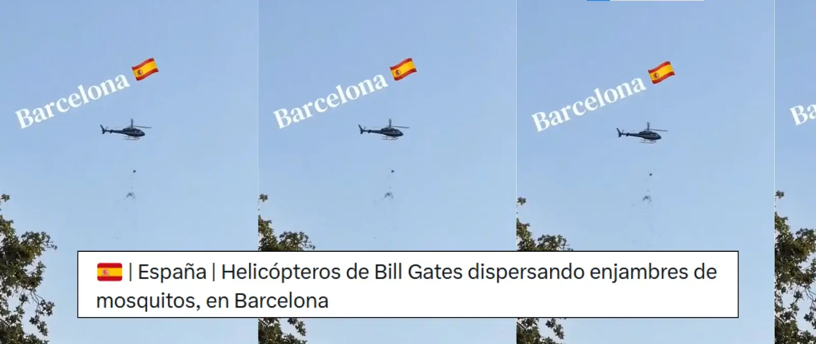 No, no son helicópteros de Bill Gates dispersando mosquitos en Barcelona: es una iniciativa artística en la que se lanzaron 100.000 poemas sobre la ciudad