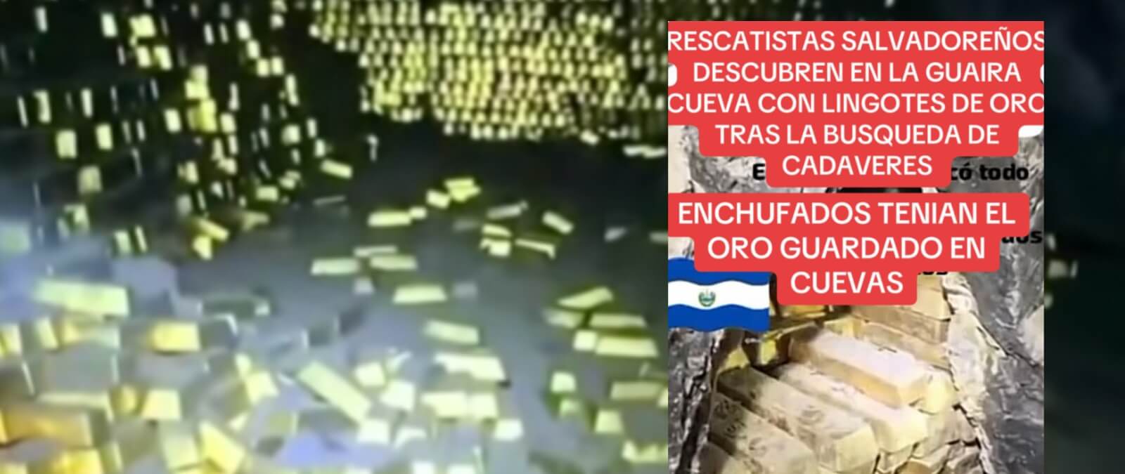 Cuidado con los contenidos que muestran supuestamente a unos rescatistas salvadoreños en una cueva llena de oro: el vídeo tiene etiqueta de IA