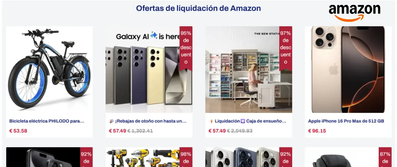 No, esta web con productos de Amazon con descuentos de hasta el 90 no es la oficial: es un timo El enlace redirige a una web que utiliza el nombre y la imagen de Amazon para ofrecer teléfonos móviles, bicicletas eléctricas, electrodomésticos y otros productos con descuentos de hasta el 90. La web muestra avisos que aseguran que usuarios de distintos países están comprando artículos en ese mismo momento y una cuenta atrás que indica que las ofertas terminan en pocos minutos para generar sensación de urgencia. Sin embargo, la URL del sitio (swellfly [.] com) no tiene relación ni corresponde con la página oficial de Amazon (amazon.es) y tampoco incluye apartados obligatorios en las páginas web como el aviso legal. Desde Amazon recuerdan que los sitios web oficiales de la compañía en España comienzan por  y que las direcciones legítimas de sus servicios siempre incluyen un punto antes de "amazon.es" (por ejemplo,  La empresa recomienda no acceder a enlaces ni responder a correos electrónicos de los que sospechamos que puedan ser fraudulentos y comprobar siempre que la dirección web corresponde a un dominio oficial antes de realizar una compra o facilitar datos personales o bancarios. 