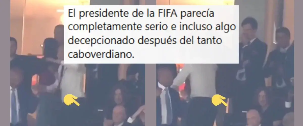 No, este vídeo no muestra la reacción de Infantino a uno de los goles de Cabo Verde ante Argentina: su reacción es del partido entre Marruecos y Países Bajos