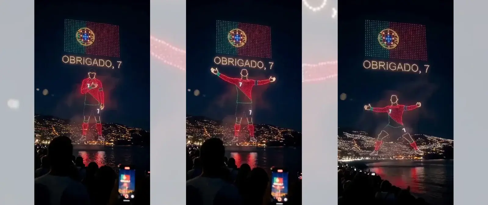 No, este vídeo de un "homenaje a Cristiano Ronaldo con drones en Madeira" no es real: ha sido generado con IA