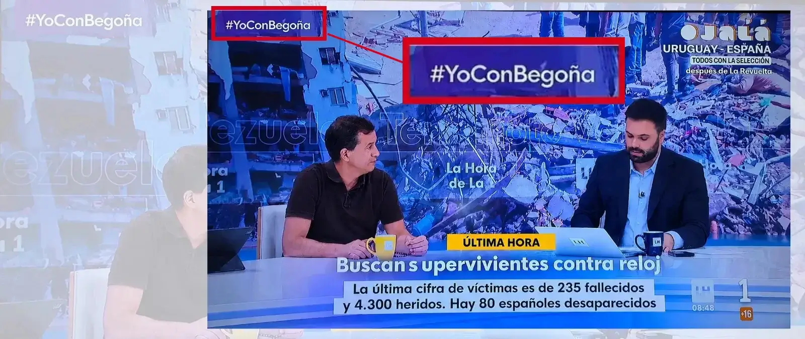 No, RTVE no puso la etiqueta #YoconBegoña en el programa de ‘La Hora de La 1’ del 26 de junio de 2026: es una imagen manipulada