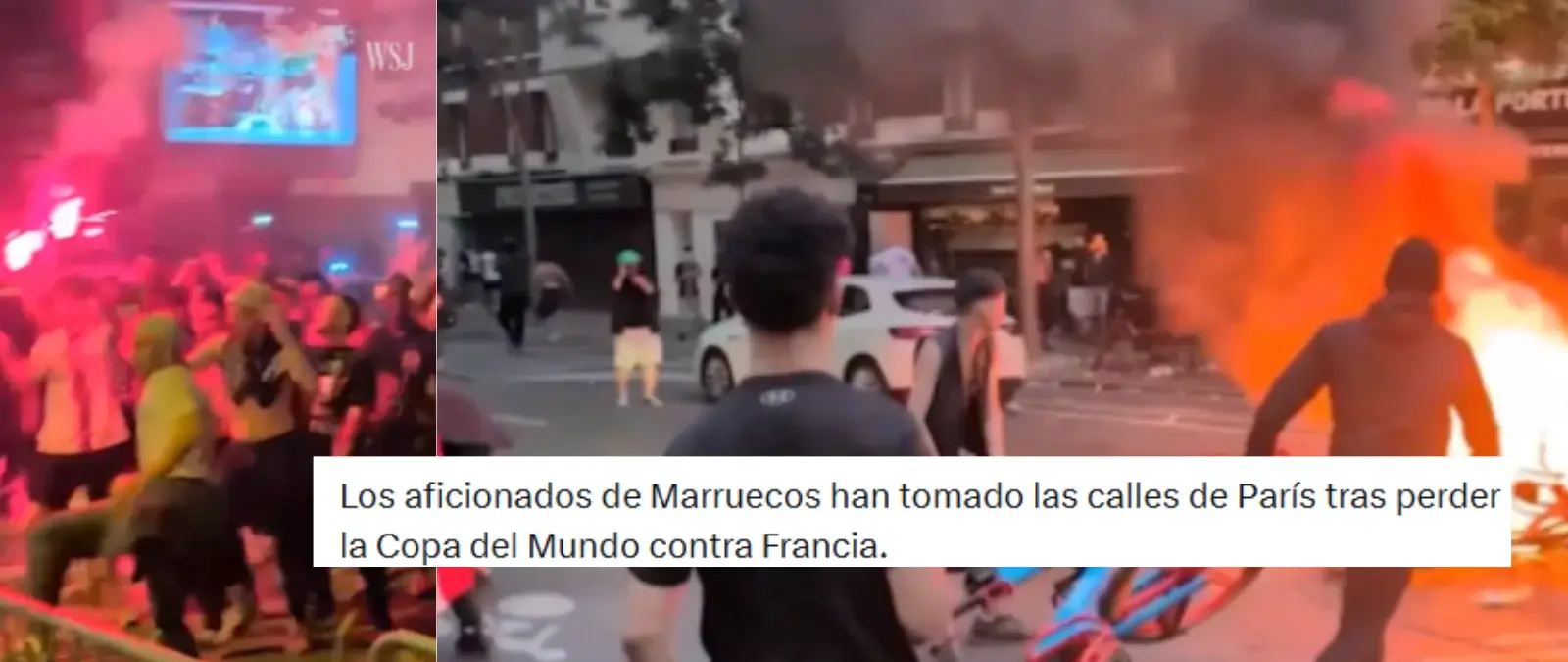 No, no son imágenes de disturbios en París tras eliminar Francia a Marruecos del Mundial 2026: son secuencias grabadas en mayo tras la victoria del PSG en la Champions