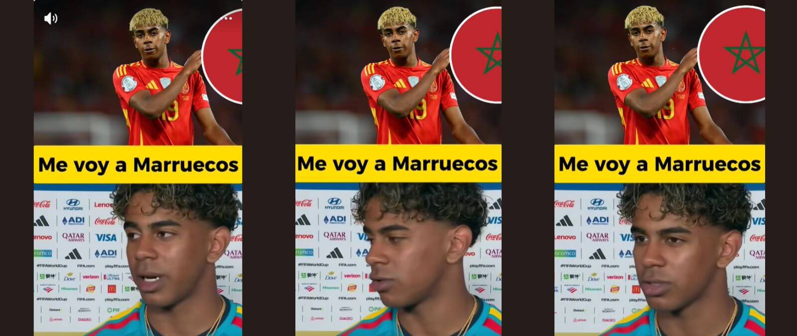 No, este vídeo donde Lamine Yamal dice que si no gana la Copa del Mundo con España este año se cambia a la selección de Marruecos no es real: ha sido editado