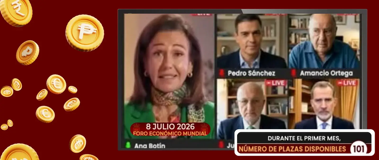 No, Ana Botín no ha aconsejado abrir una cuenta en una plataforma de inversión durante una retransmisión de un Foro Económico Mundial: es un timo