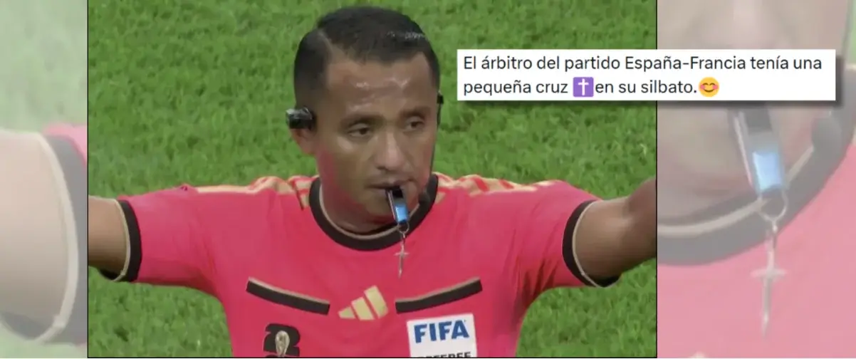 Sí, el árbitro Iván Barton, que dirigió el partido entre España y Francia en el Mundial 2026, llevaba un crucifijo colgado del silbato
