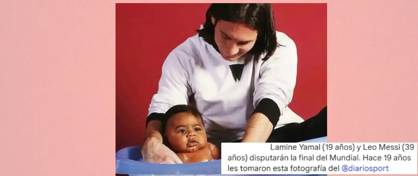 La foto viral de Messi y Lamine Yamal: es real, sale de un calendario solidario del diario Sport de 2008