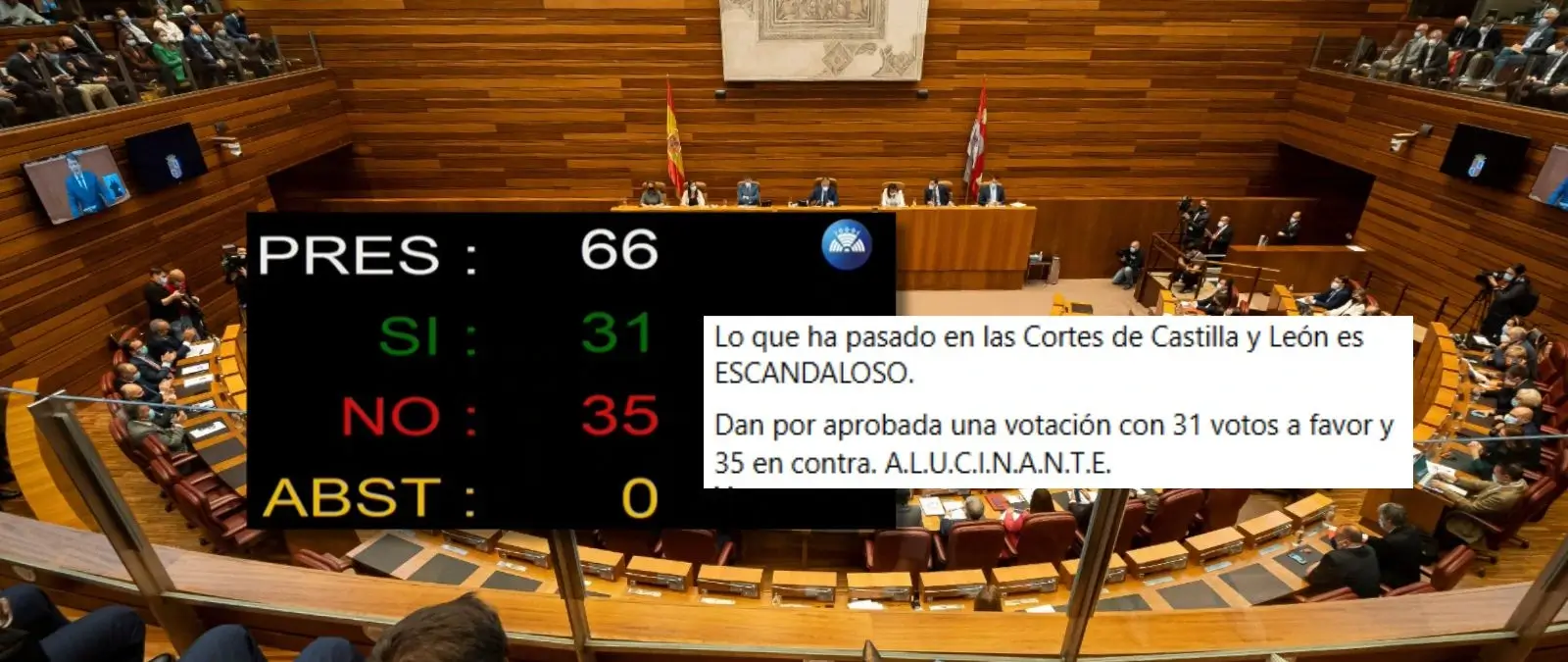 Qué sabemos del vídeo en el que las Cortes de Castilla y León aprueban una votación con más votos en contra: es real, pero la cámara dijo que fue porque "no se presentó otra propuesta"