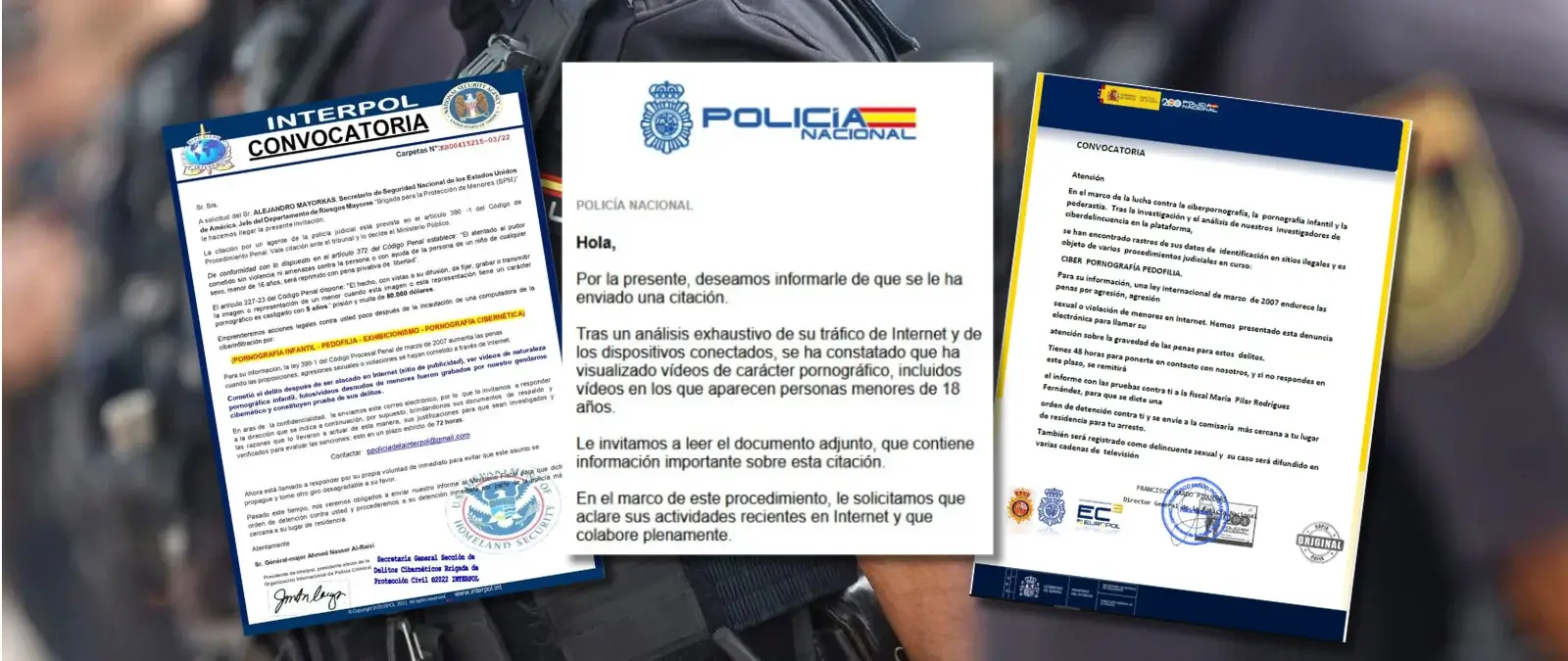 Las falsas citaciones policiales por supuesta pornografía infantil: los correos electrónicos con los que intentan timarte