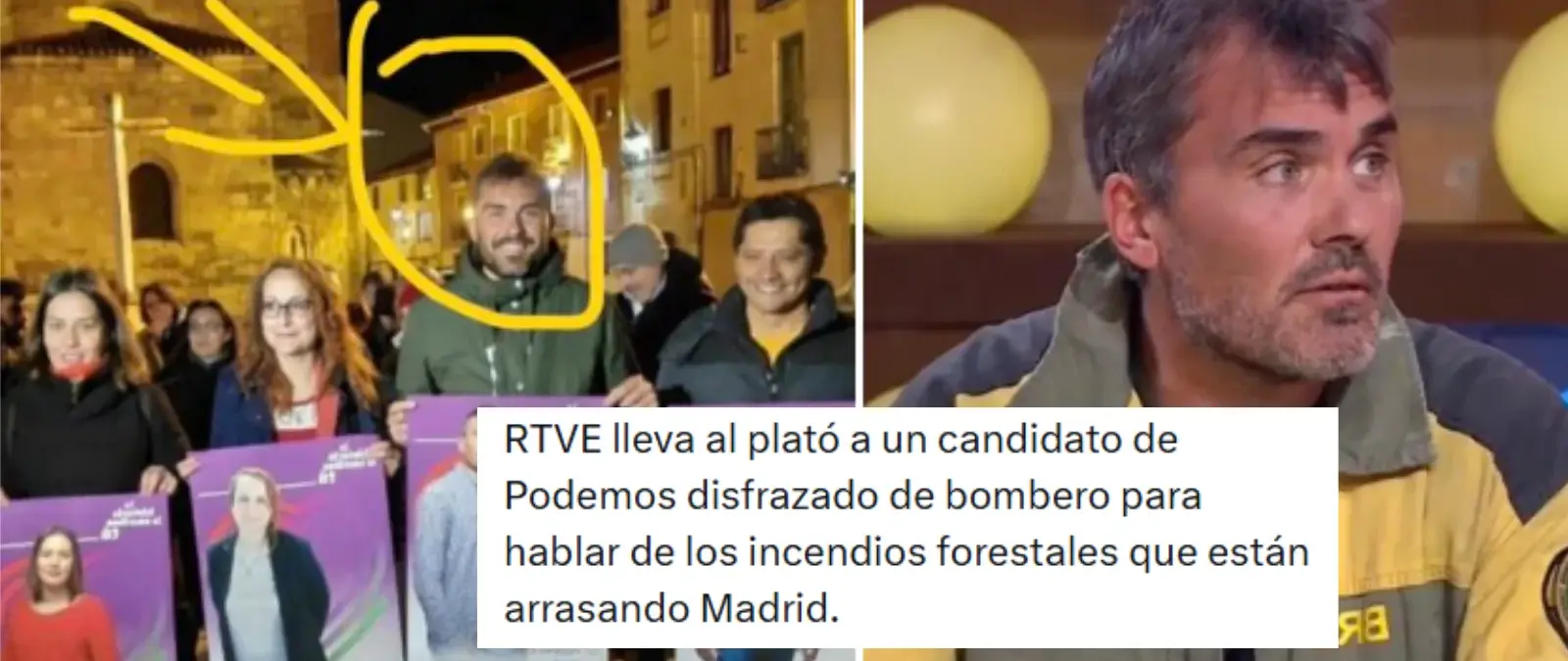 Qué sabemos sobre "el candidato de Podemos que RTVE presentó como bombero” para hablar de los incendios en España