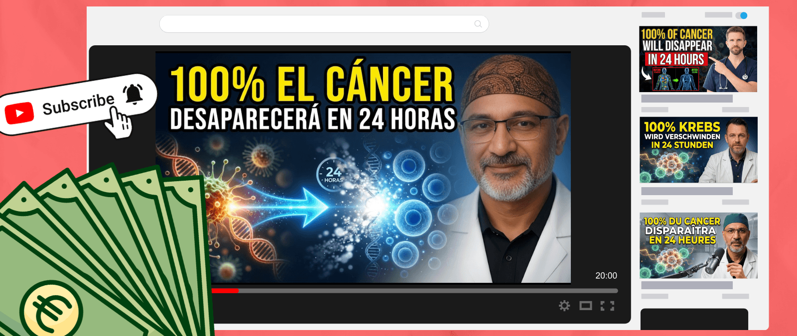 "El 100% del cáncer desaparecerá en 24 horas": la mentira peligrosa de los "doctores" de IA con la que YouTube gana dinero