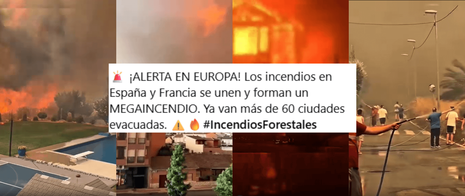 No, los incendios de España y Francia no se han unido formando un “megaincendio”