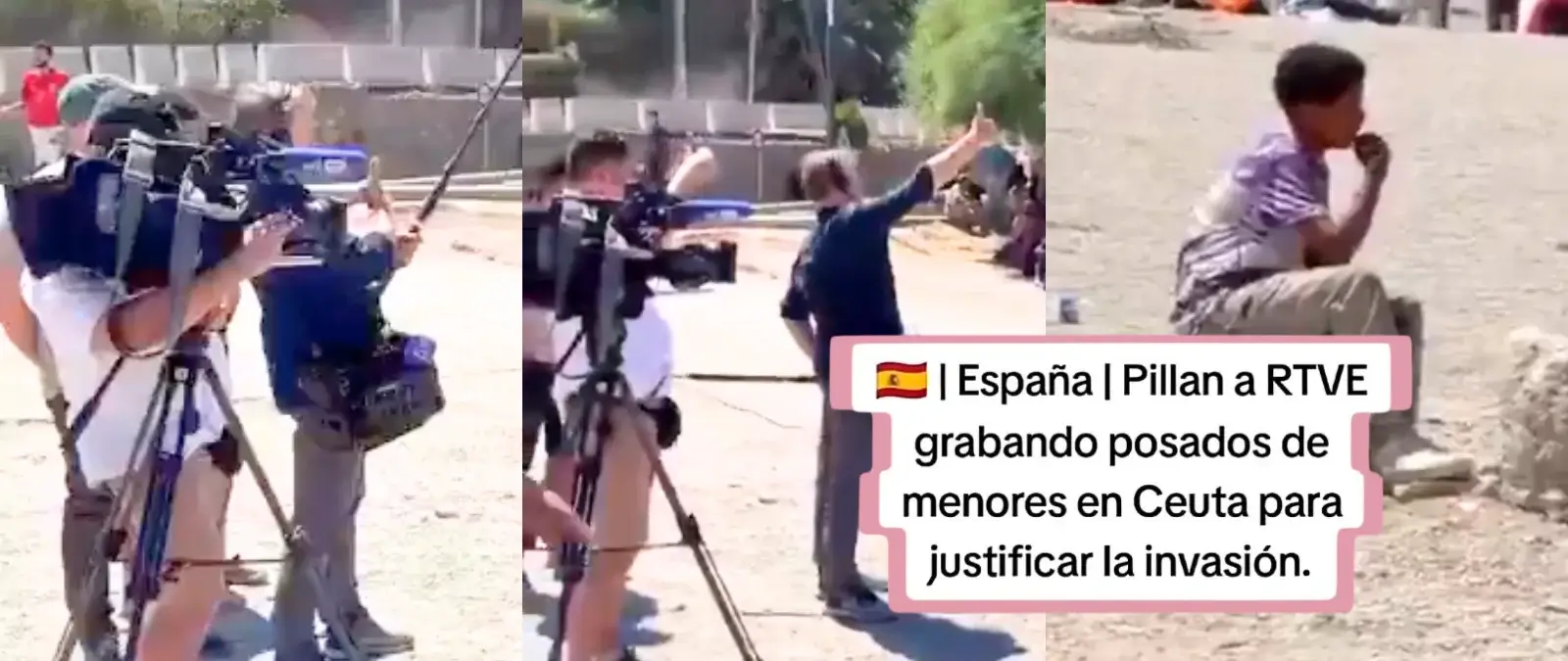 No, este vídeo no muestra a un equipo de RTVE "grabando posados" con un menor en Ceuta: es la cadena de televisión belga VRT