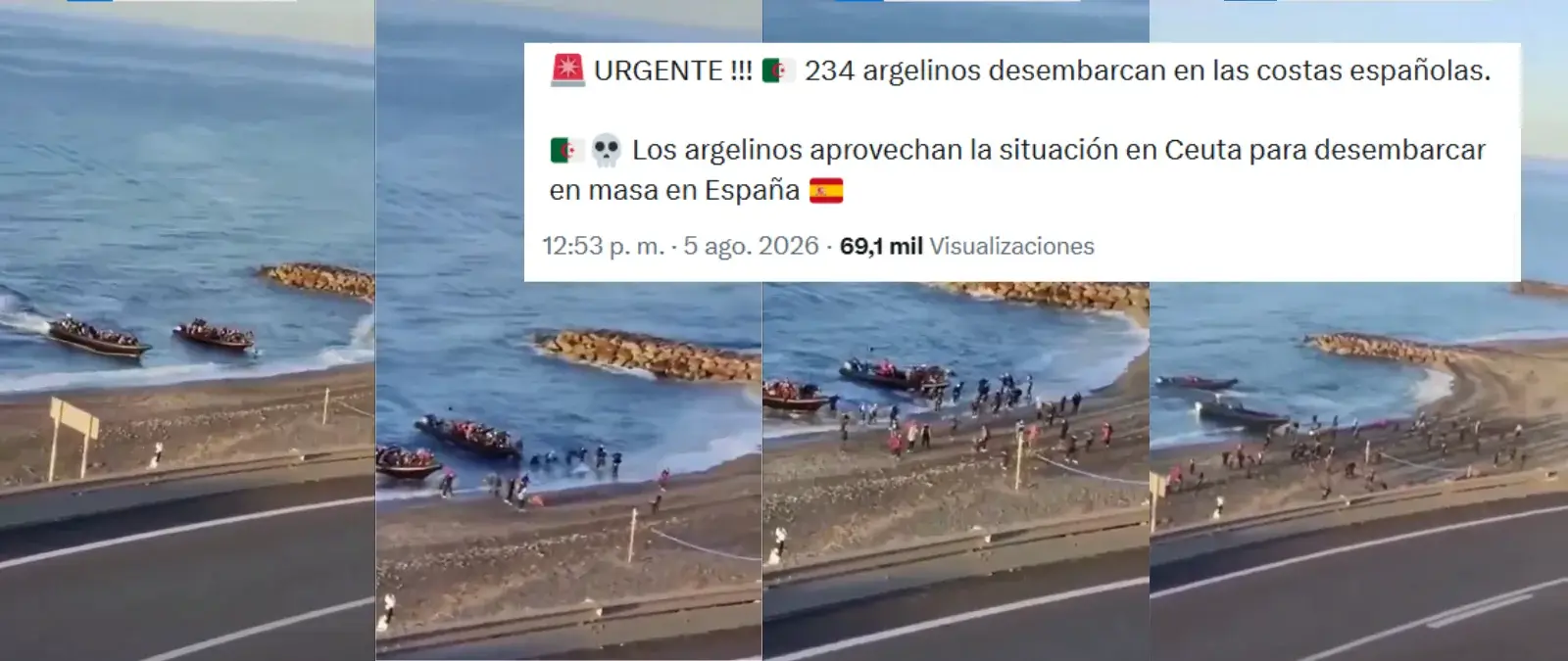 No, este vídeo no muestra a  argelinos desembarcando en una playa de España tras el cruce de miles de personas a Ceuta a finales de julio de 2026: son imágenes de 2023