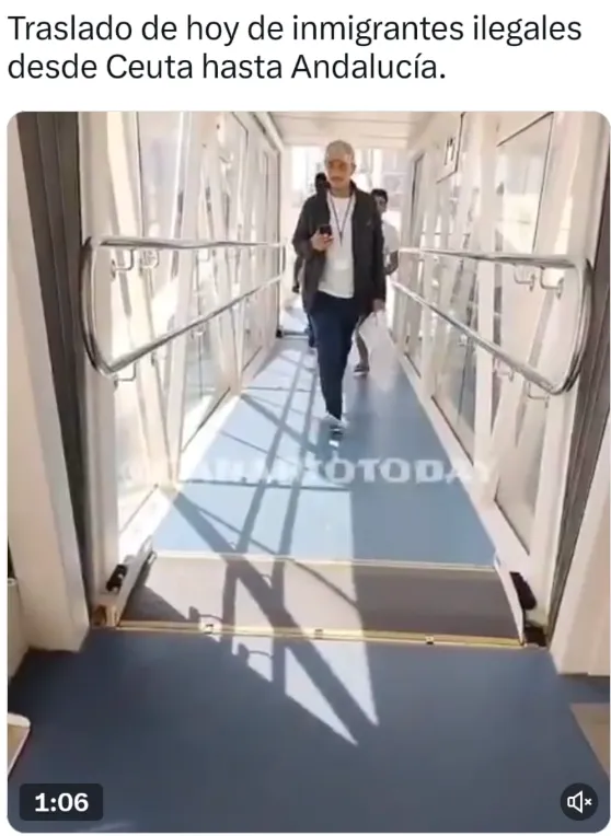 Captura del vídeo que dice mostrar el traslado de personas migrantes desde Ceuta hasta Andalucía