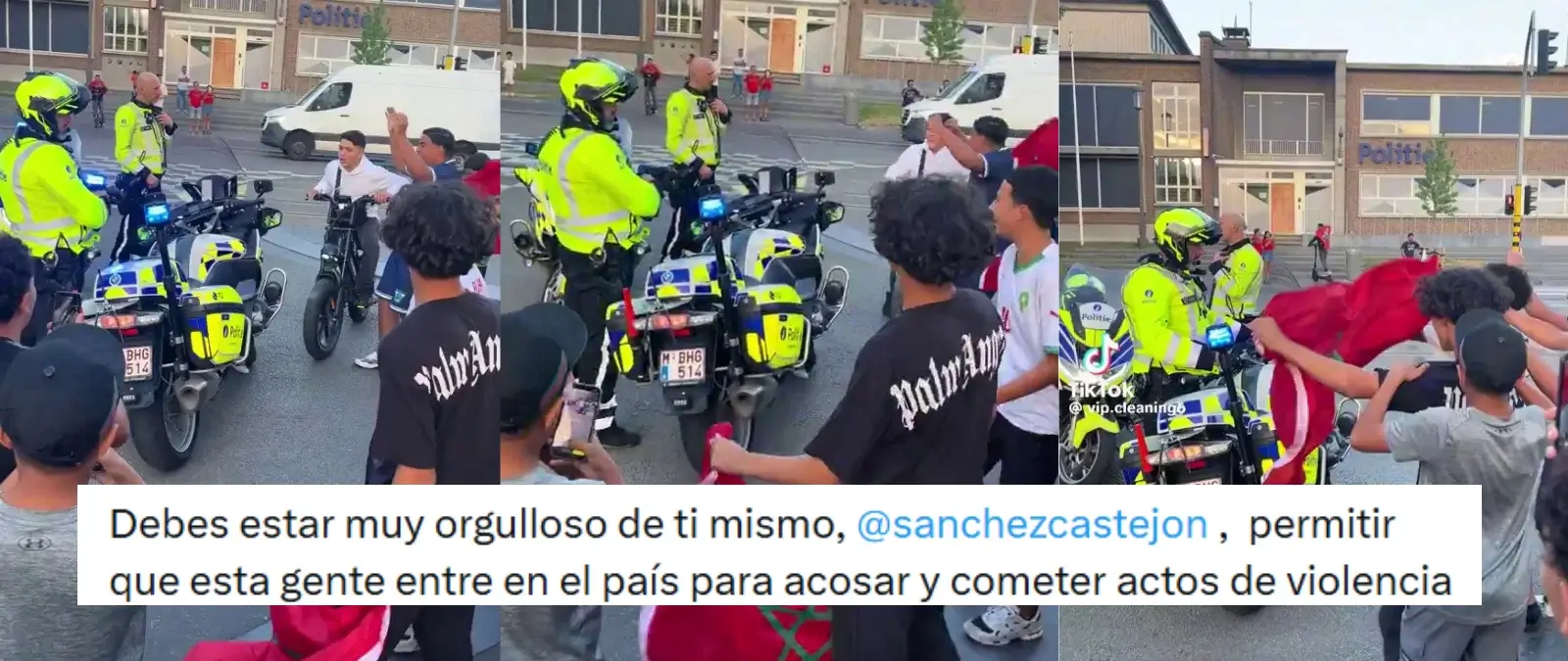 Cuidado con este vídeo de adolescentes agitando banderas de Marruecos delante de la Policía: se relaciona con la migración en España, pero está grabado en Amberes (Bélgica)