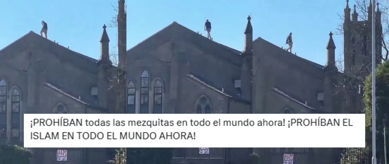El vídeo de un hombre supuestamente musulmán destrozando el tejado de una iglesia: es un complejo de apartamentos y no hay rastro de que el hombre sea musulmán Ubicación de la iglesia reconvertida en apartamentos. Fuente: Google Maps